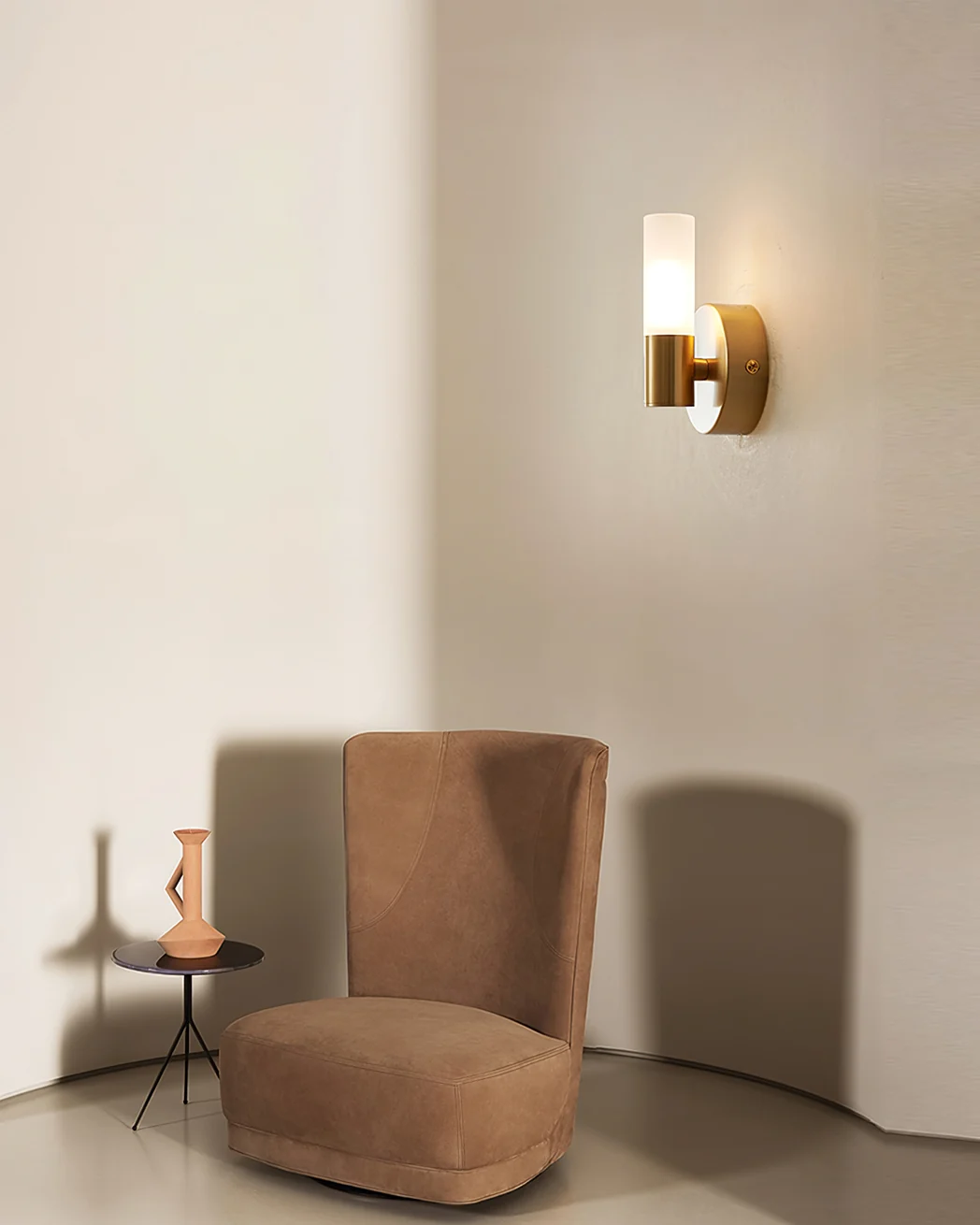 Twin Cylinder Brass Wall Sconce