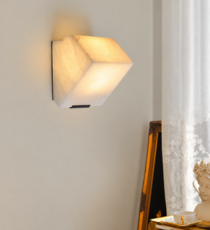 Alabaster Cube Wall Sconce