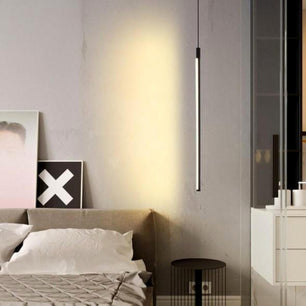 Modernist LED Linear Black Pendant Light Fixture for Kitchen Bedside