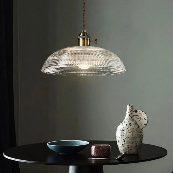 Vintage Copper Bowl Glass Pendant Light S121