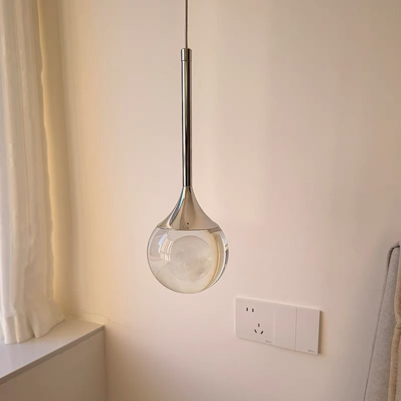 Moon Clear Glass Ball Pendant Light