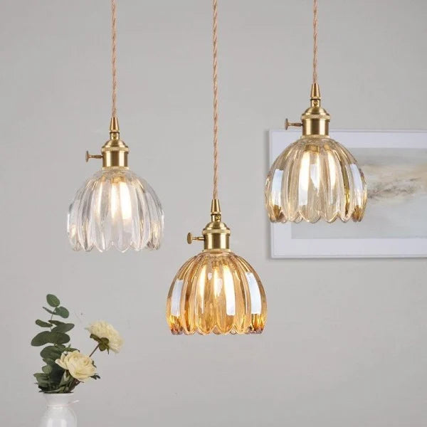 Japanese Retro Glass Flower Pendant Light S17