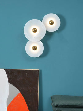 Round Alabaster Combination Wall Lamp