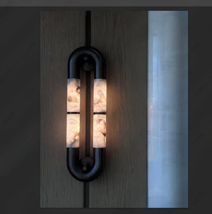 Volterra Dual-Crescent Alabaster Sconce
