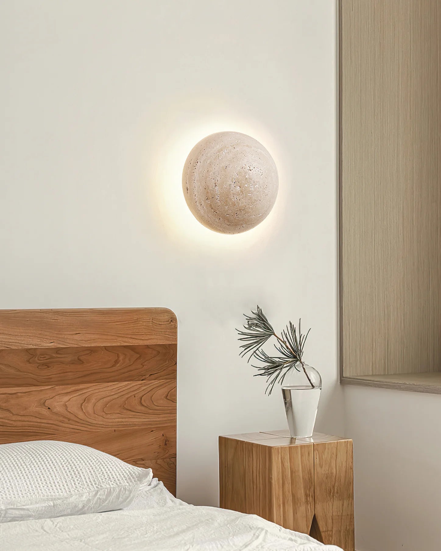 Round Travertine Wall Lamp