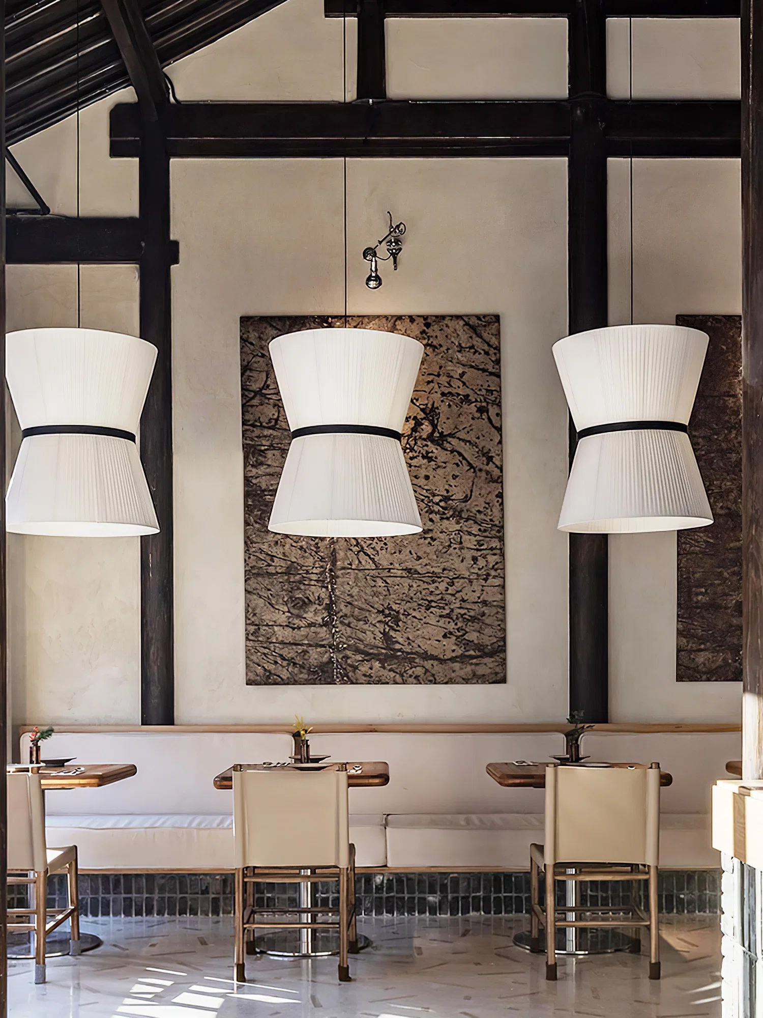 Pleated Linen Hourglass Pendant Light