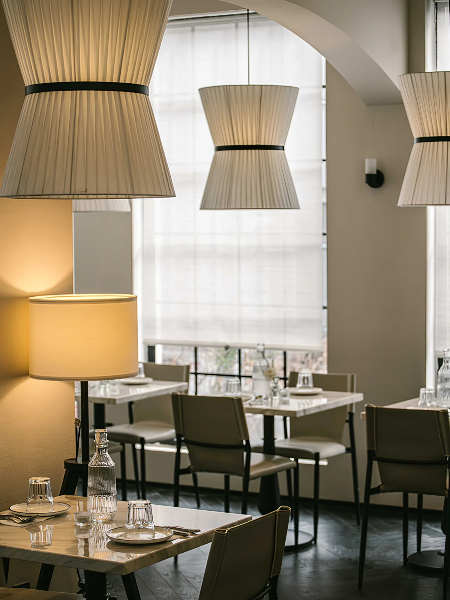 Pleated Linen Hourglass Pendant Light