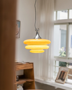 Orange Glass & Chrome Pendant Light