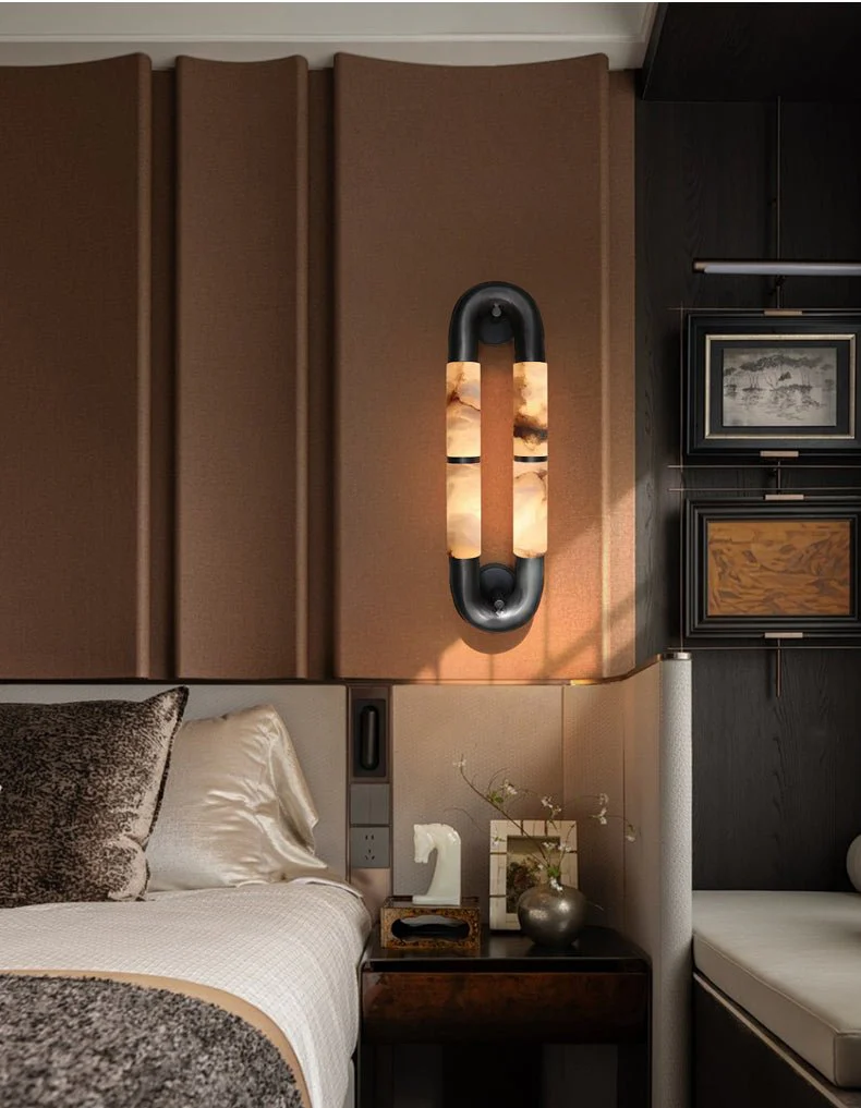 Volterra Dual-Crescent Alabaster Sconce