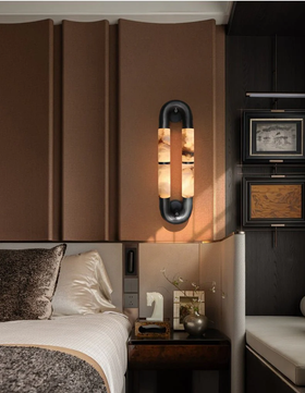 Volterra Dual-Crescent Alabaster Sconce