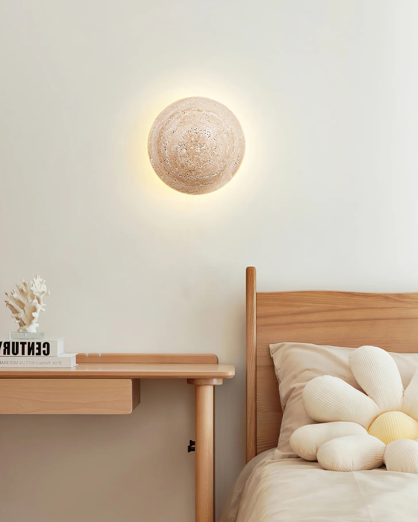 Round Travertine Wall Lamp