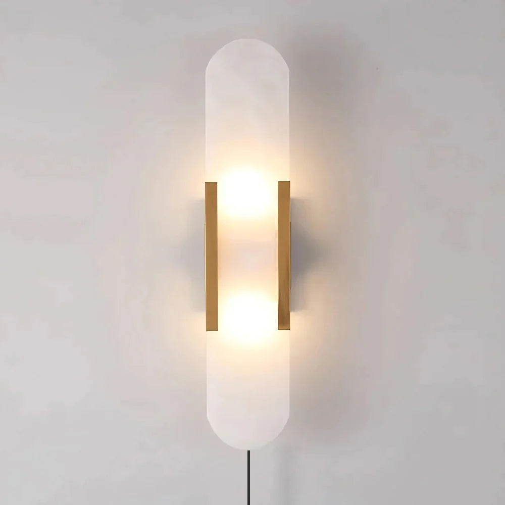 Geometric Harmony Alabaster Plug In Wall Lamp