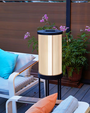 Line Glass Lantern Solar Floor Lamp