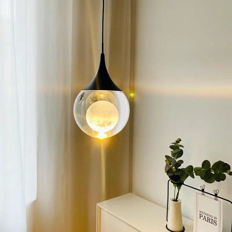 Moon Clear Glass Ball Pendant Light