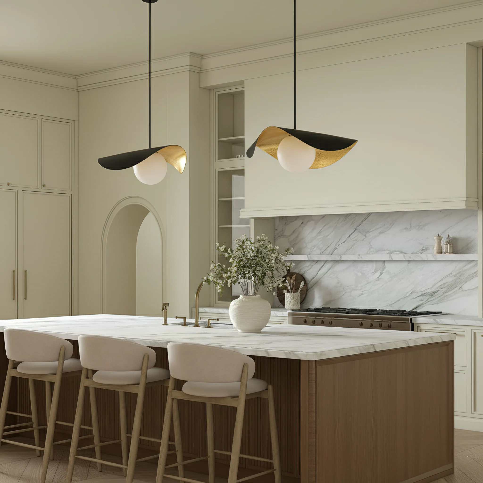 Curved Shell Pendant Light
