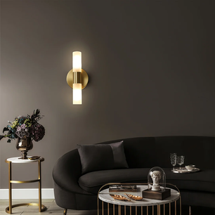 Twin Cylinder Brass Wall Sconce