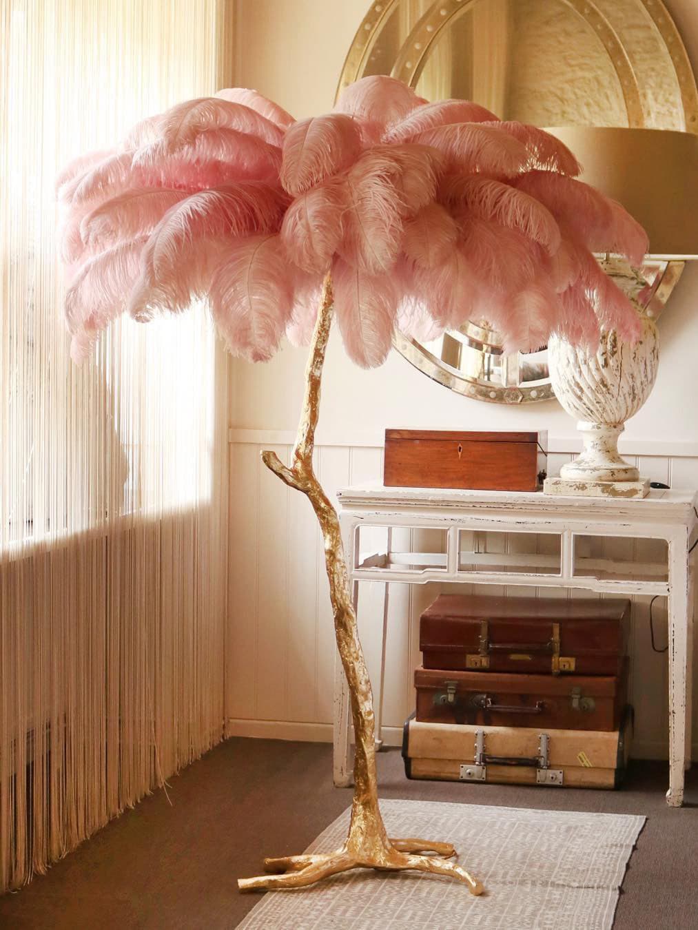 Ostrich Feather Brass Floor Lamp