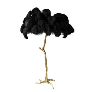 Ostrich Feather Brass Floor Lamp