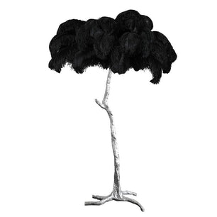 Ostrich Feather Brass Floor Lamp