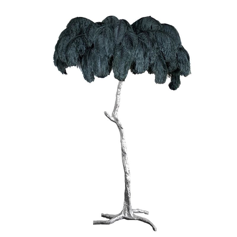 Ostrich Feather Brass Floor Lamp