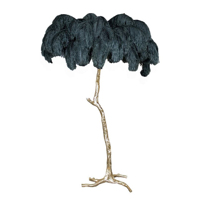 Ostrich Feather Brass Floor Lamp