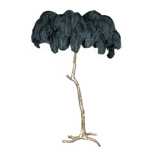 Ostrich Feather Brass Floor Lamp