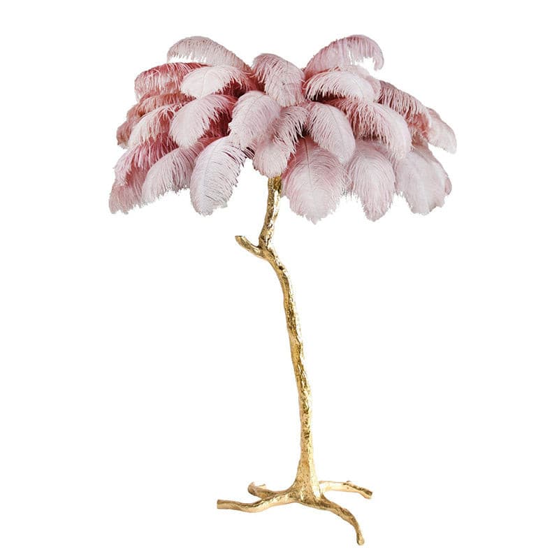 Ostrich Feather Brass Floor Lamp