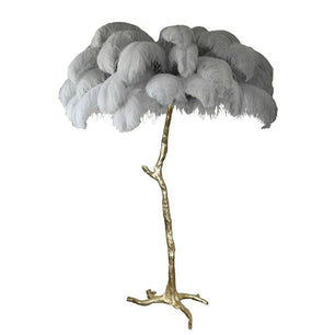 Ostrich Feather Brass Floor Lamp