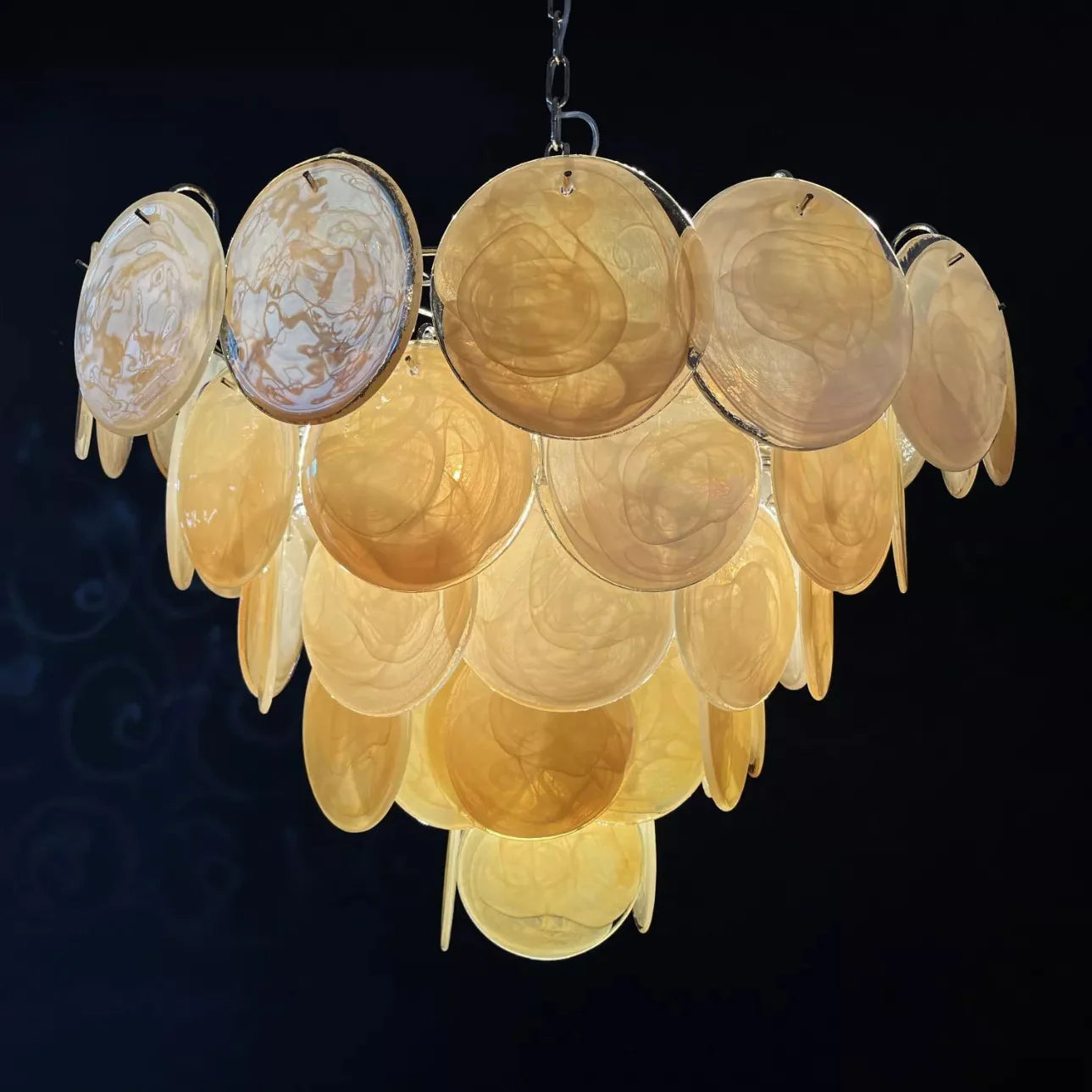 Vintage Yellow Round Murano Chandelier