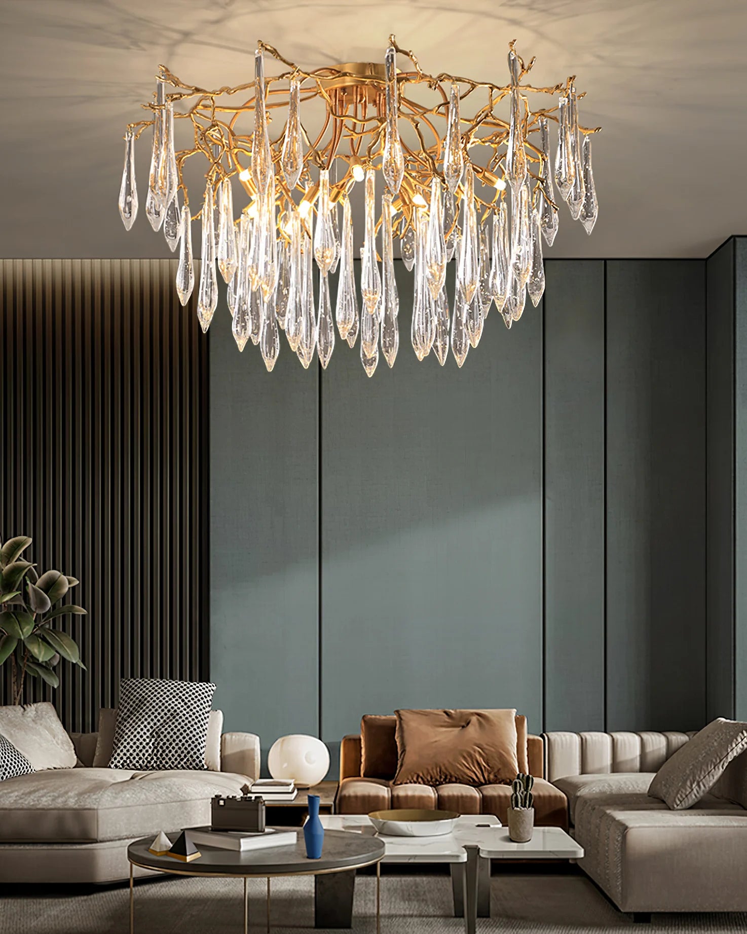 Teardrop Round Crystal Ceiling Lamp