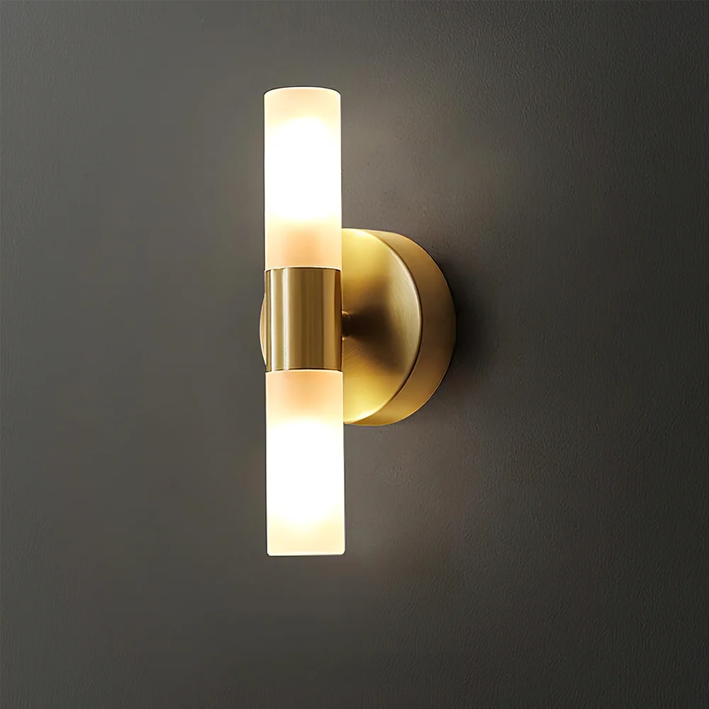 Twin Cylinder Brass Wall Sconce