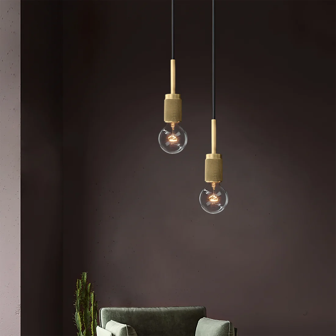 Brass & Clear Glass Pendant Light