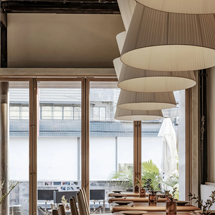 Pleated Linen Hourglass Pendant Light
