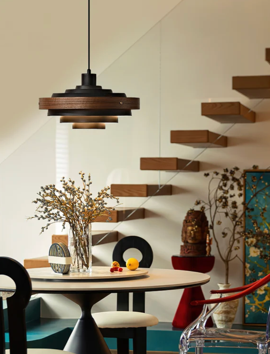 Layered Disc Swing Arm Pendant Light