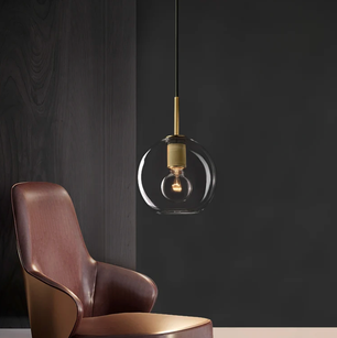 Brass & Clear Glass Pendant Light