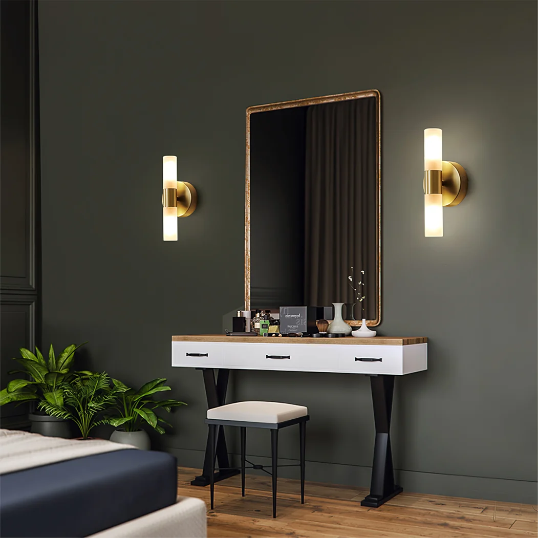Twin Cylinder Brass Wall Sconce