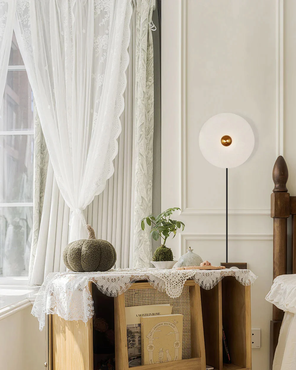 Plug In Alabaster Disc Wall Sconce