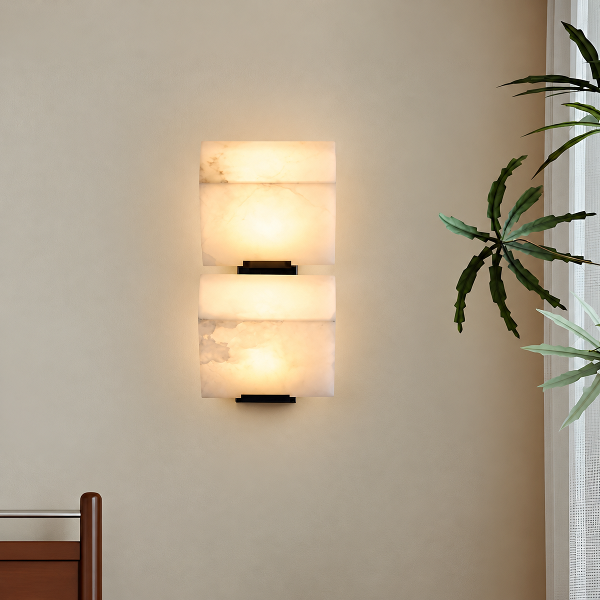 Alabaster Cube Wall Sconce