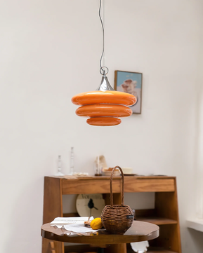Orange Glass & Chrome Pendant Light