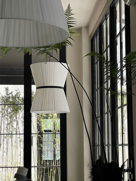 Pleated Linen Hourglass Pendant Light