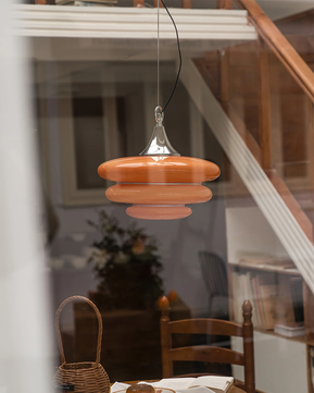 Orange Glass & Chrome Pendant Light