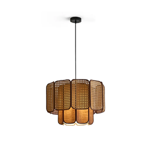 Rattan & Fabric Tiered Pendant Light