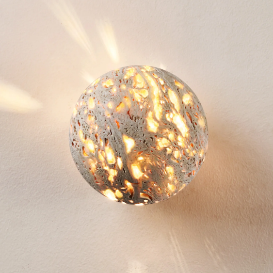 Aura Yellow Travertine Orb Sconce
