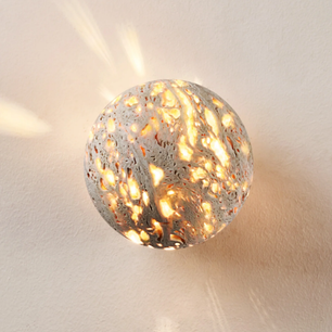 Aura Yellow Travertine Orb Sconce