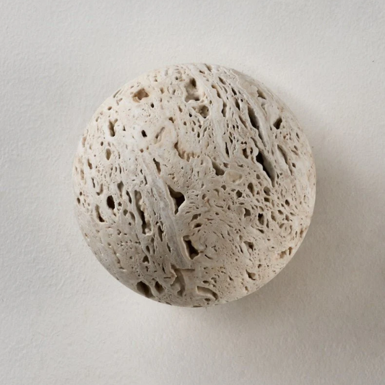 Aura Yellow Travertine Orb Sconce