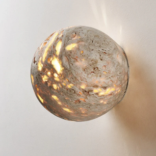 Aura Yellow Travertine Orb Sconce