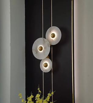 Round Alabaster Combination Wall Lamp